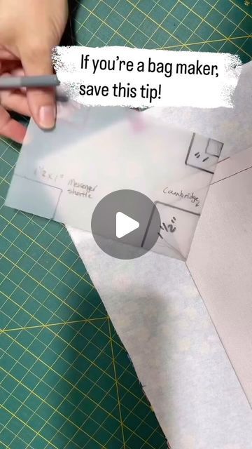 someone cutting out a bag with scissors on a piece of paper that says if you're a bag maker, save this tip