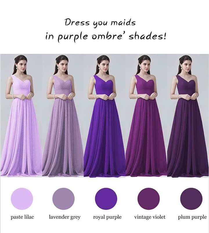 the different colors of bridesmaid dresses in purple ombre'shades