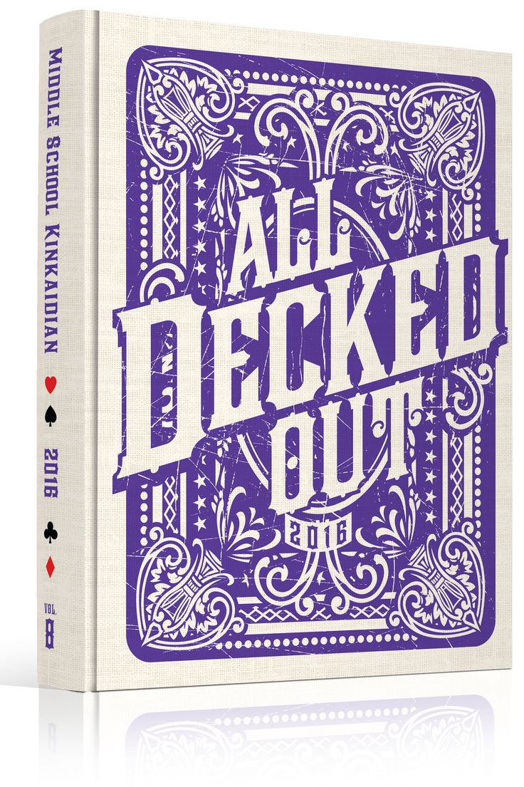 an all - decked out book with purple lettering on the front and back cover