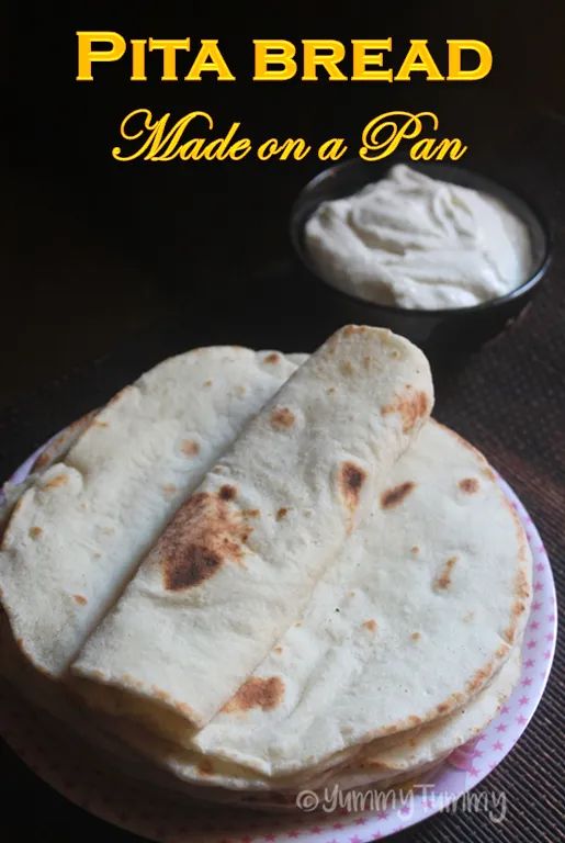 homemade pita bread made on a pan