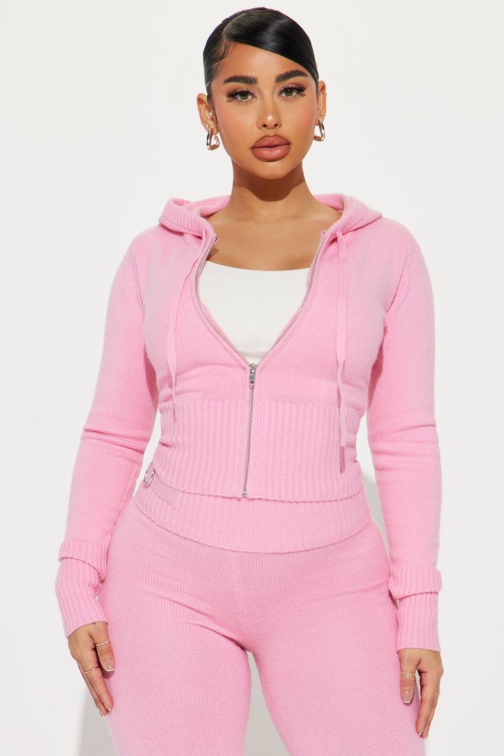 Available In Black, Heather Grey, Light Blue, And Pink. Sweater Pant Set Jacket Hoodie Zipper Closure Wide Leg Pant Buckle Detail Elastic Waistband Stretch 50% Acrylic 29% Polyester 21% Nylon Imported | Lana Sweater Pant Set in Pink size Medium by Fashion Nova Two Piece Pink Set, Pink Airforce Outfit, Pink Girly Christmas Wishlist, Two Piece Sets Black Women, Christmas Girly Wishlist, Cozy Pink Outfit, Plus Size Matching Sets, Dream Clothes Sweaters & Cardigans, Trendy Clothes 2024