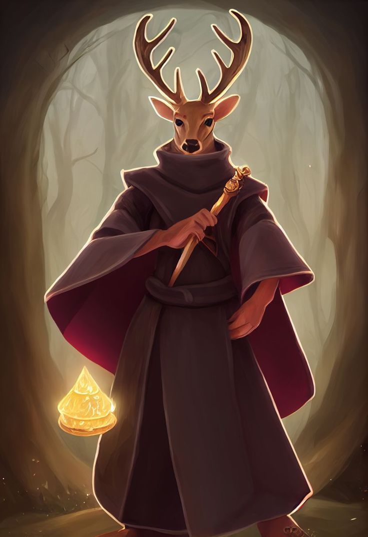 a man dressed as a wizard holding a staff in front of a forest with trees