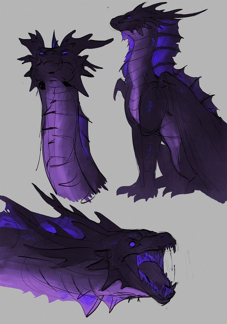 some kind of dragon like creature that is purple and black with blue highlights on it