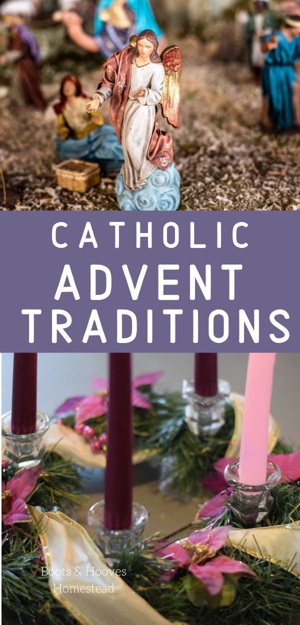 candles and figurines with text overlay that reads catholic advenit traditions