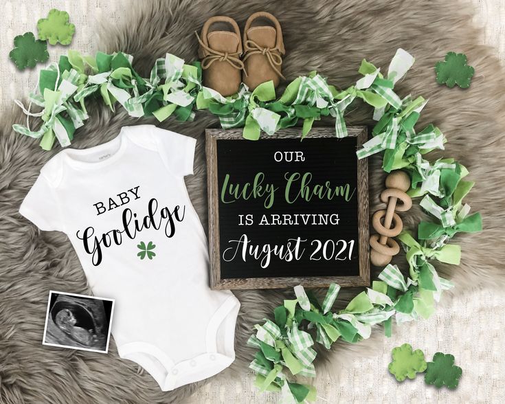 a st patrick's day outfit and baby announcement