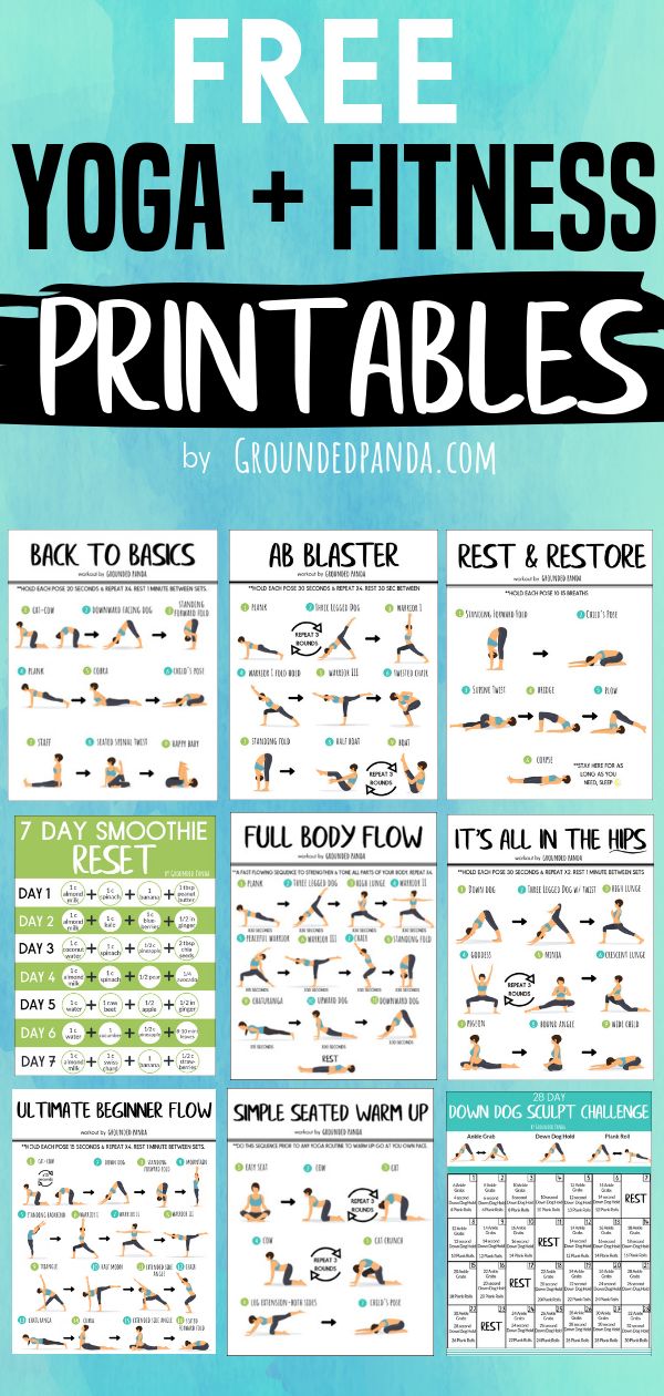 the free yoga and fitness printables for beginners to learn how to use them