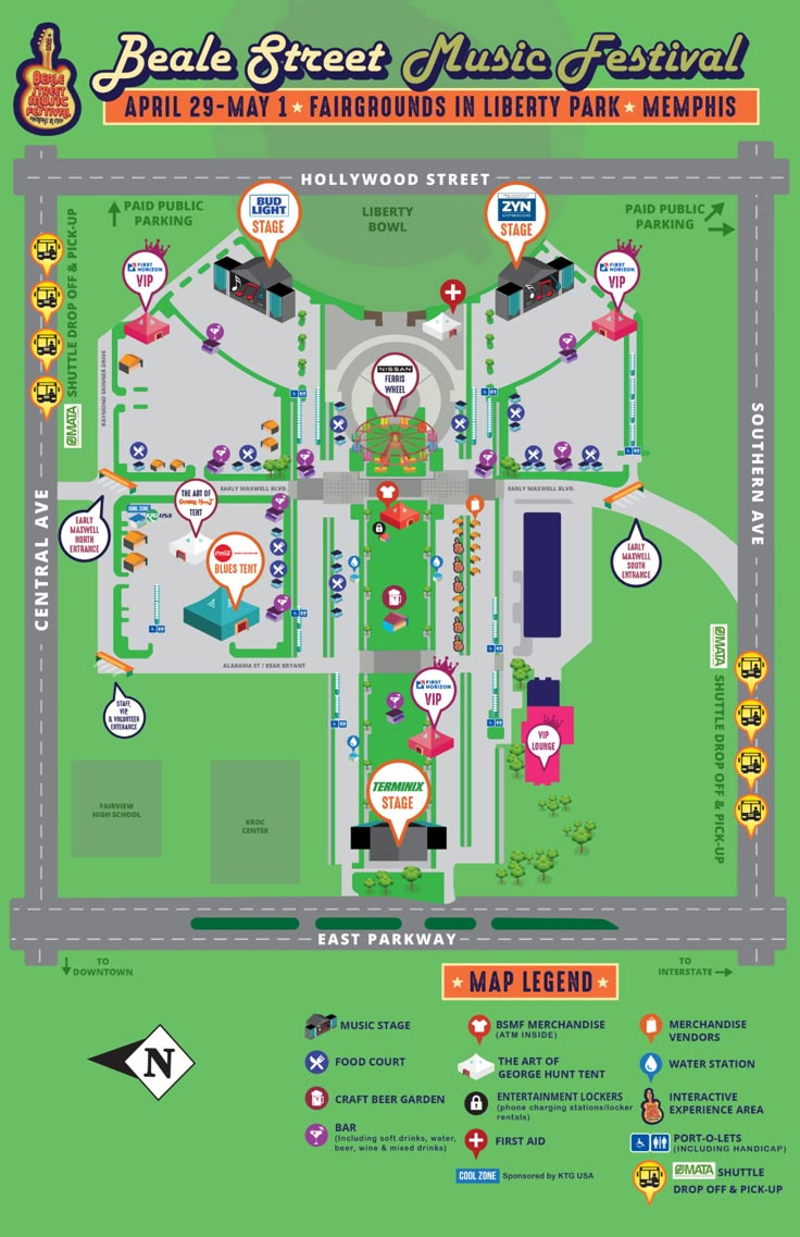 the map for bead's street music festival