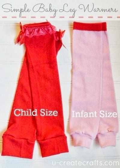 two pairs of baby leg warmers are shown