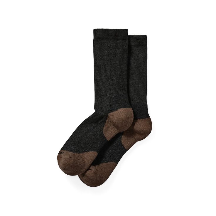 Lightweight socks with a Merino wool blend to wick moisture, keeping your feet dry and comfortable. | Filson X Country Outdoorsman Socks Black/Brown Size Large Mens Socks Fashion, American Heritage, Fashion Socks, Leather Buckle, Dog Accessories, Women Collection, Merino Wool, Black And Brown, Wool Blend