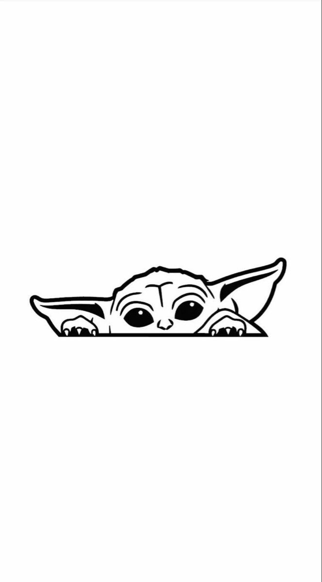 the child yoda from star wars is shown in this black and white drawing, it looks