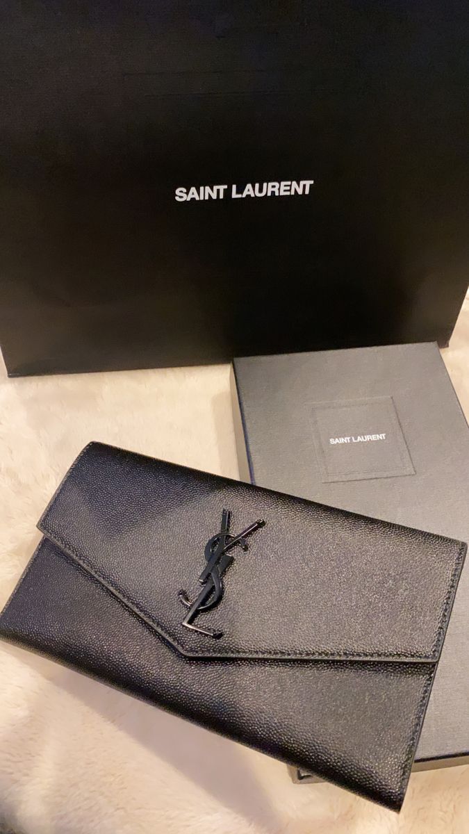 Luxury Black Elegant Wallets, Luxury Designer Black Wallets, Black Ysl Wallet, Saint Laurent Wallet On Chain, Black Lv Wallet, Saint Laurent Wallet, Continental Wallet, Yves Saint Laurent, Saint Laurent