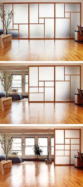 three different views of a living room with wood flooring and white walls, including the windows