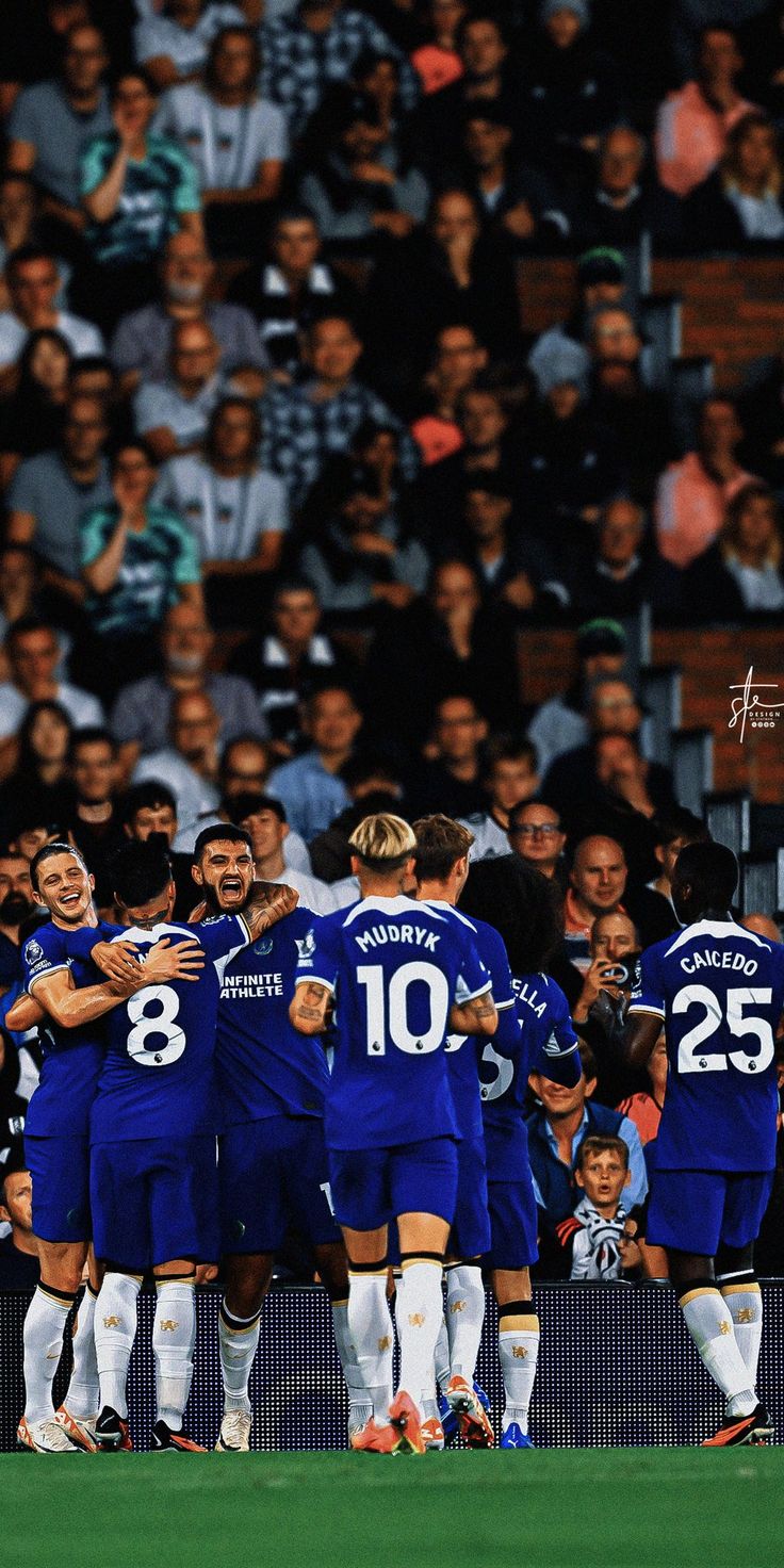 a group of soccer players congratulate each other