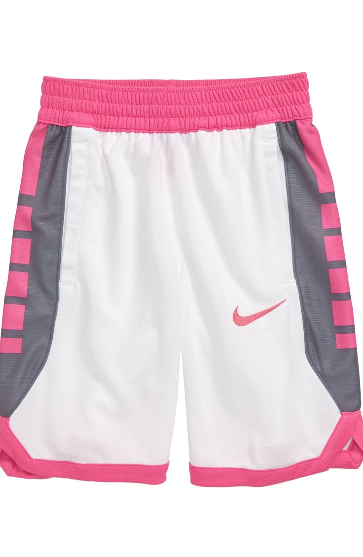 the nike shorts are white and pink