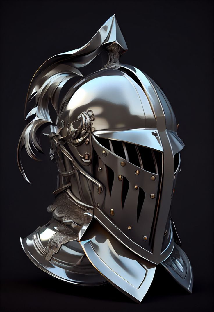 a metal helmet on a black background