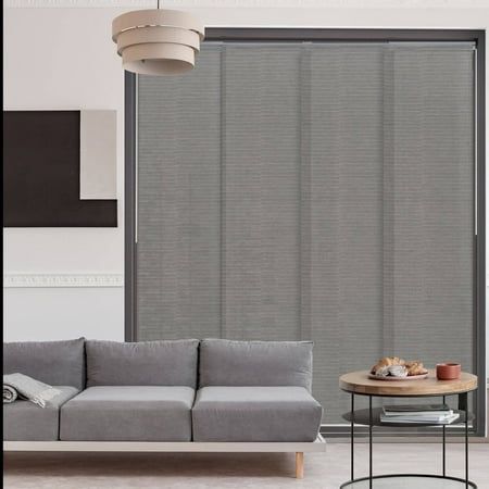 GoDear Design Semi-Sheer Adjustable Sliding Panel | Panel Track Blind | Vertical Blind, 45.8"-86" W x 96" H, Crown Zipper New concept of cordless window treatments  vertical blinds! GoDear Design adjustable sliding panels are the perfect alternatives to regular sliding door curtains, traditional vertical blinds, plantation sliders, window shades, room dividers, and closet doors if you like a minimalist look with clean lines and contemporary furnishings. Available in a variety of natural woven ma Slider Door Curtains, Slider Door Window Treatments, Panel Track Blinds, Sliding Door Window Treatments, Door Window Covering, Sliding Door Curtains, Vertical Doors, Slider Door, Vertical Blind