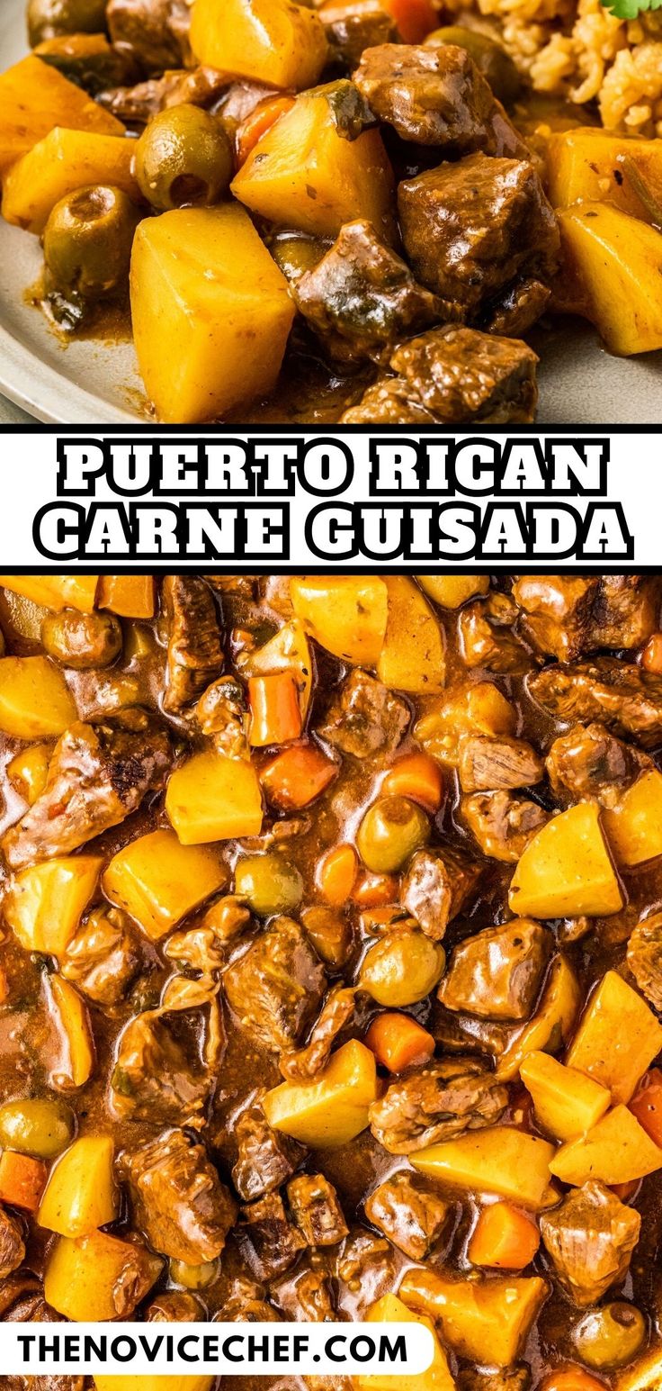 two pictures with different types of food in them and the words, puerto rican cayene