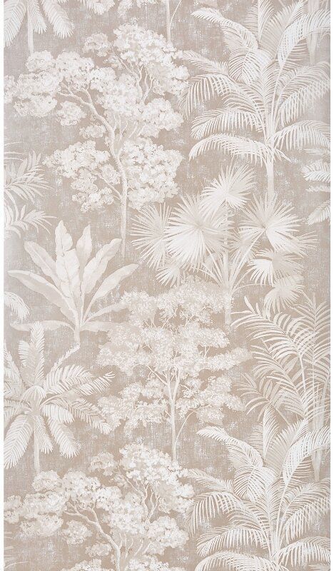 an image of a wallpaper with trees and plants on it's side in neutral tones