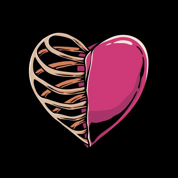 a pink heart shaped object with wavy lines in the middle on a black background,