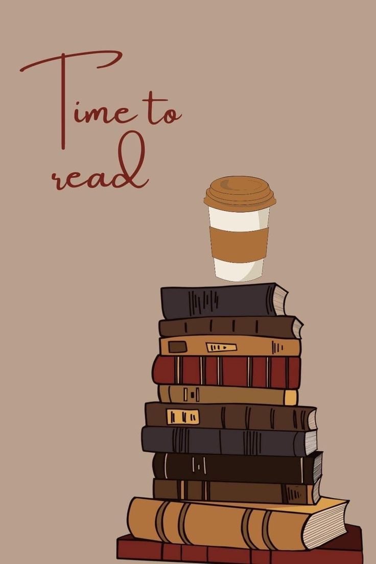 a stack of books with a cup of coffee on top and the words time to read above it