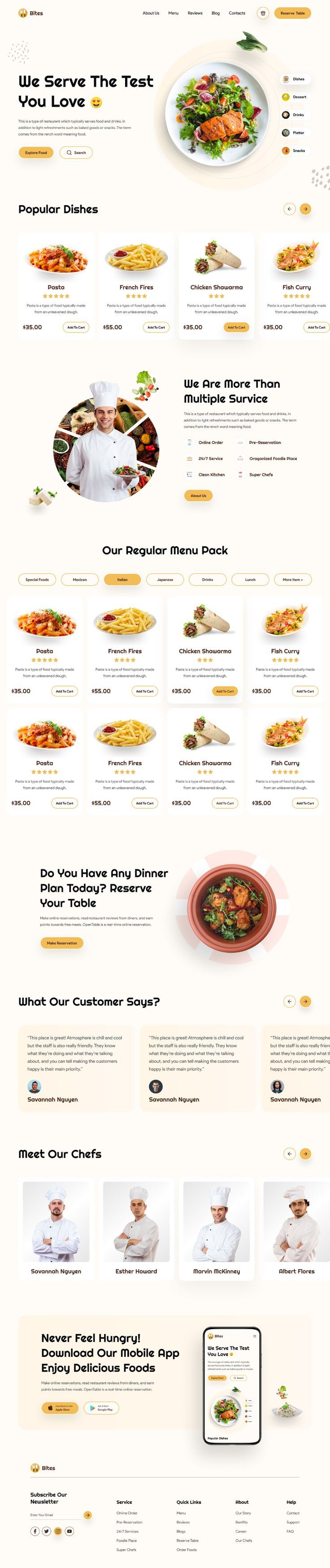 an image of a website page with food items on the bottom, and below it