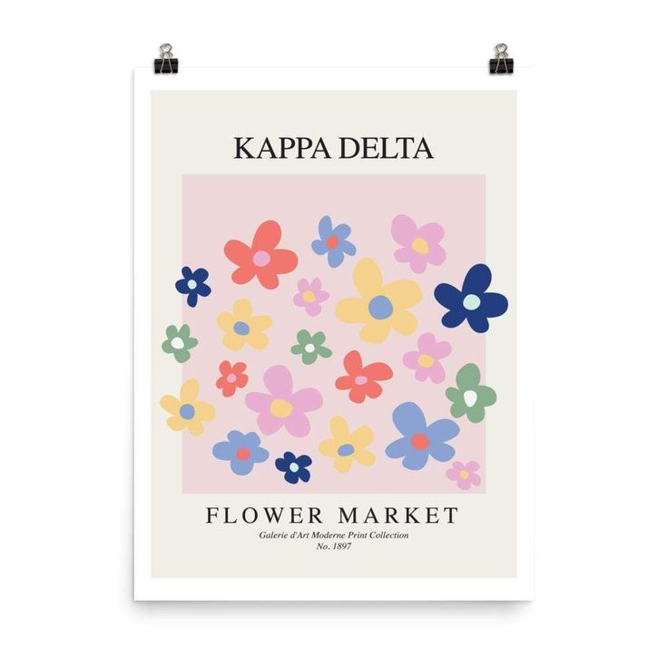 Ali & Ariel Flower Market Art Print Kappa Delta / 18x24 Flower Market Art, Market Art, Alpha Omega, Feel Like Home, Hanging Posters, Flower Market, Art Moderne, Free Paper, White Frame