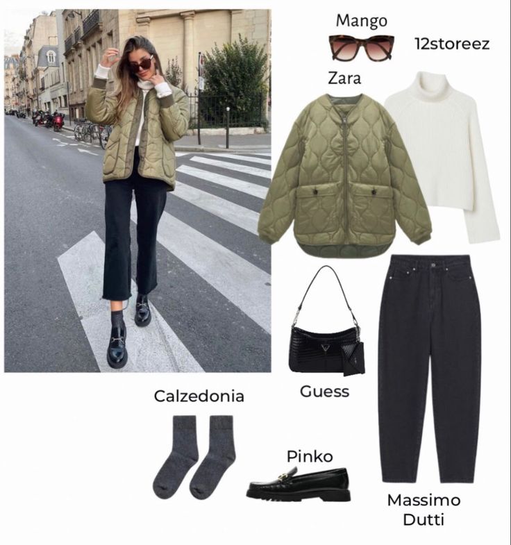 Quilted Jacket Street Style, Quilted Jacket Outfit, Green Jacket Outfit, Capsule Wardrobe Women, Jacket Outfit Women, Winter Fashion Outfits Casual, Looks Chic, Autumn Outfit, Outfit Inspo Fall