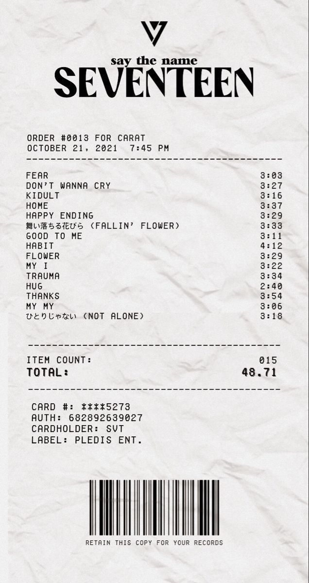 the receipt for an event is shown in black and white, with a bar code on it