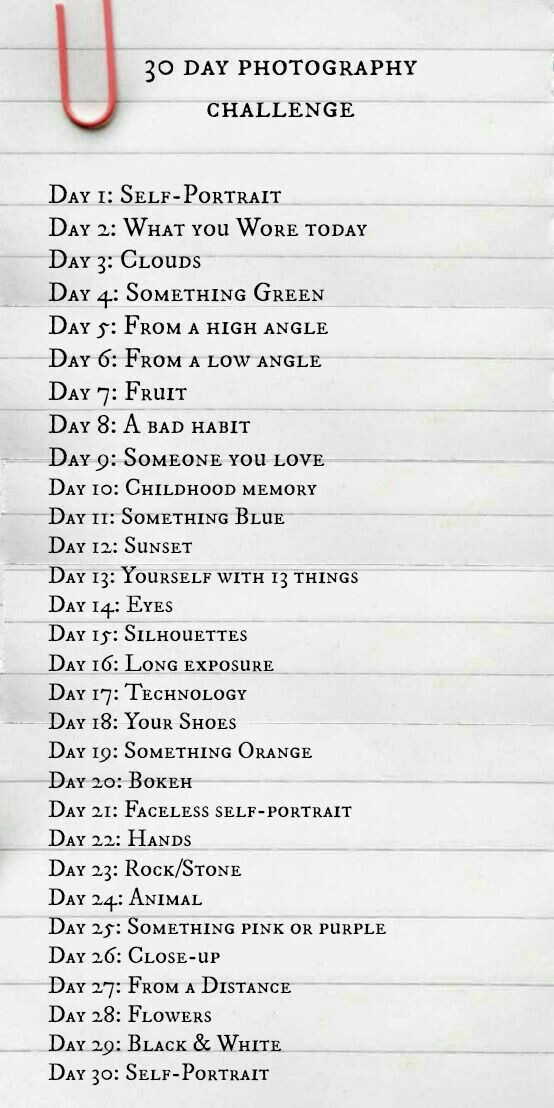 the 30 day photography challenge list