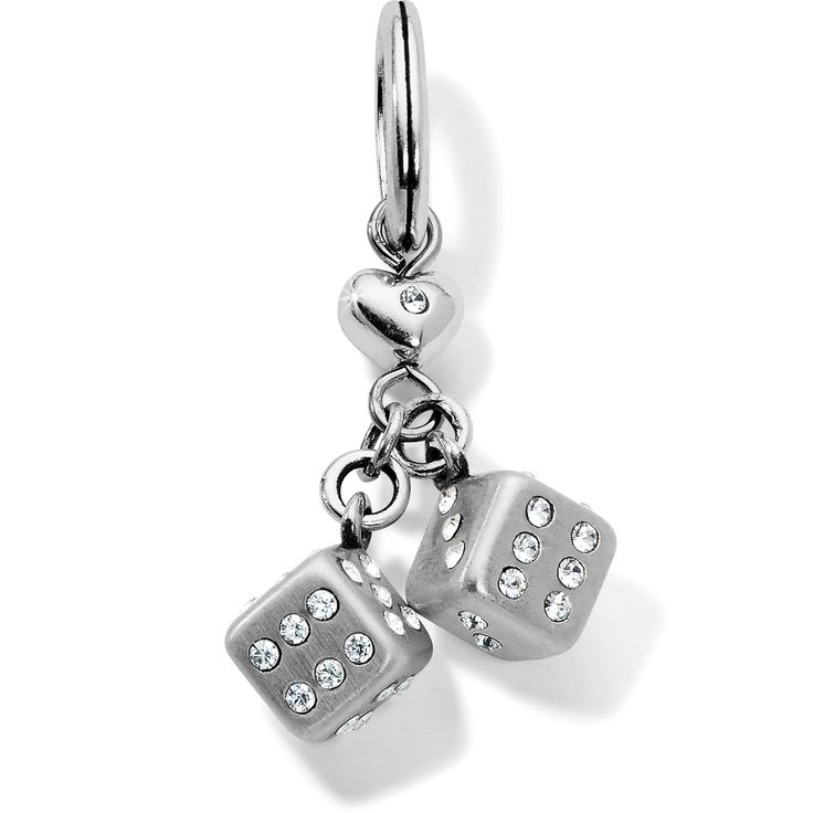 Whether you're Vegas-bound or just hoping for a little bit of luck, these sweet dice add a touch of fun to your look. - Width: 5/8" - Height: 7/8" - Material: Swarovski crystal - Finish: Silver plated We have a double coating of lacquer finish on all of our jewelry items so all you need is just a few tips to keep your jewelry looking good from season to season. - To keep it clean, just wipe down your piece with a dry 100% cotton cloth - Tuck the piece away when not wearing - Keep it away from wa Silver Bags, Jewelry Lookbook, Cute Keychain, Purse Accessories, Car Charms, Dream Jewelry, Everyday Jewelry, Cute Jewelry, Things To Buy