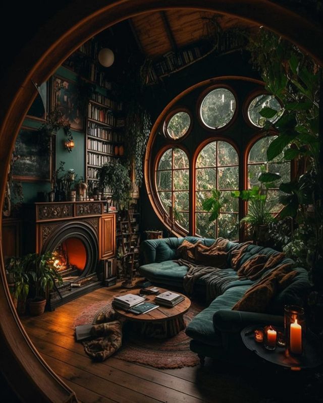 a living room filled with lots of furniture next to a fire place in front of a window