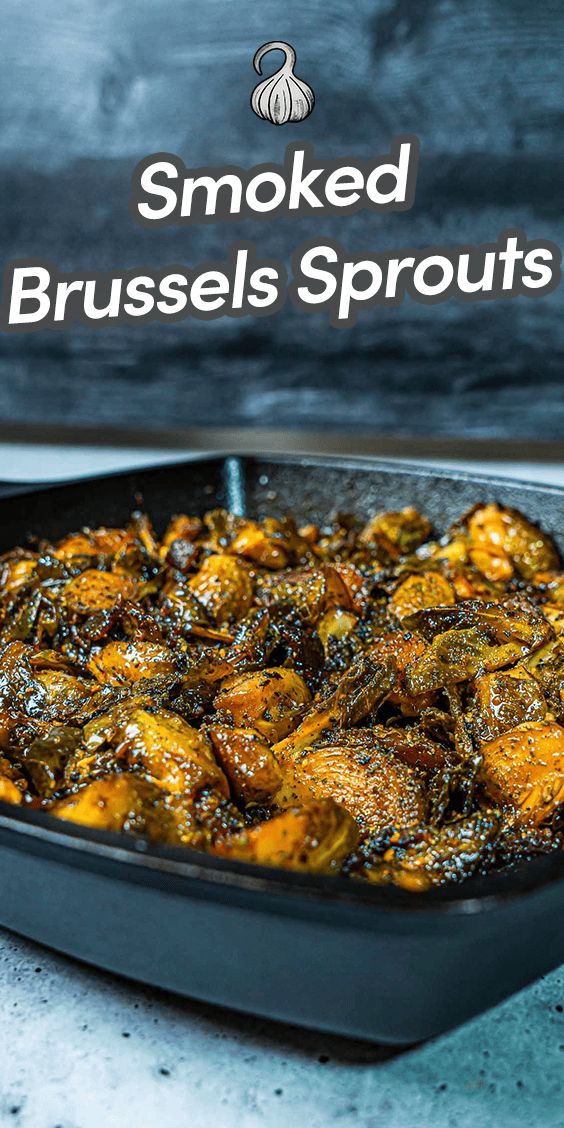 a pan filled with cooked brussel sprouts on top of a counter