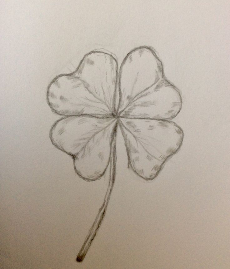 Clovers Drawing, 4 Leaf Clover Drawing, Clover Sketch, Four Leaf Clover Drawing, Clover Drawing, Horse Sketches, Drawing Tattoo Ideas, Diy Hobbies, Leaves Sketch