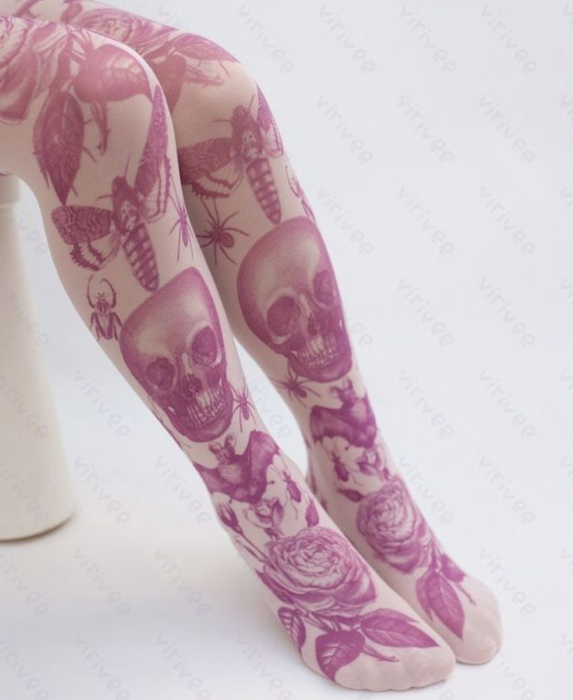 Funky Tights, Grunge Pastel, Pink Goth, Cute Tights, Pink Tights, Pastel Grunge, Hot Lingerie, Goth Girl, Skulls And Roses