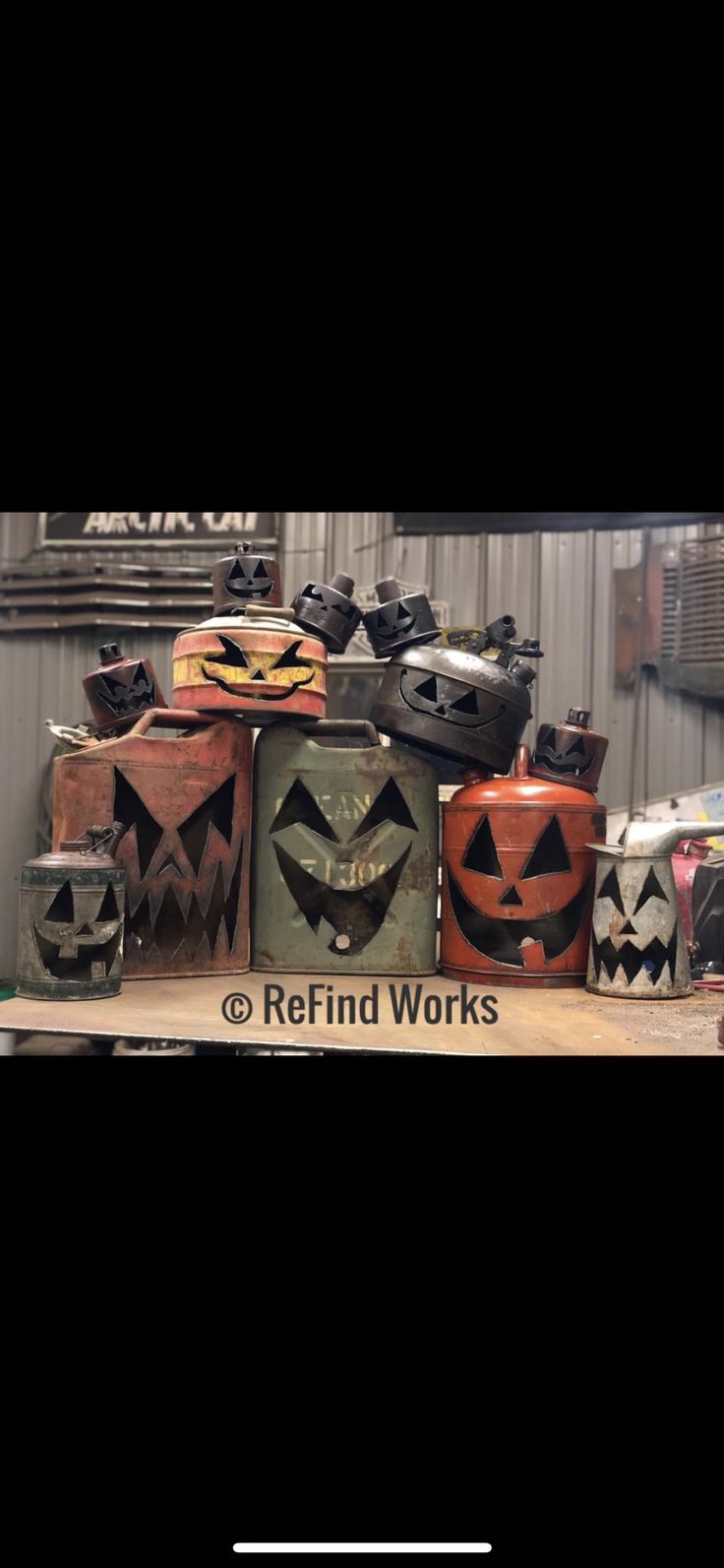 pumpkins and jack - o'- lanterns are on display at refind works