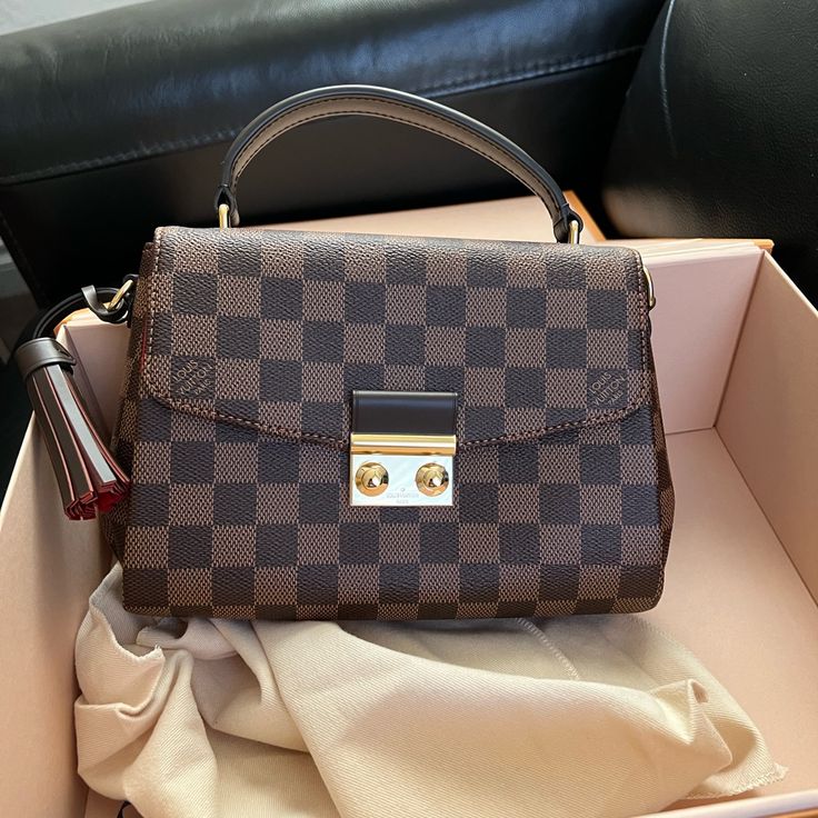 This Was My Last Birthday Gift. Lv Damier Croisette . Check All Photos, Nwt Condition, The Plastic Wrap Around The Gold Hardware Is Still On. It’s Never Been Used, Never Even Came Out Of The Box After The Purchase. Louis Vuitton Croisette, Lv Damier, Timeless Bags, Plastic Wrap, Damier Ebene, Vuitton Bag, Designer Bags, My Last, Wrap Around