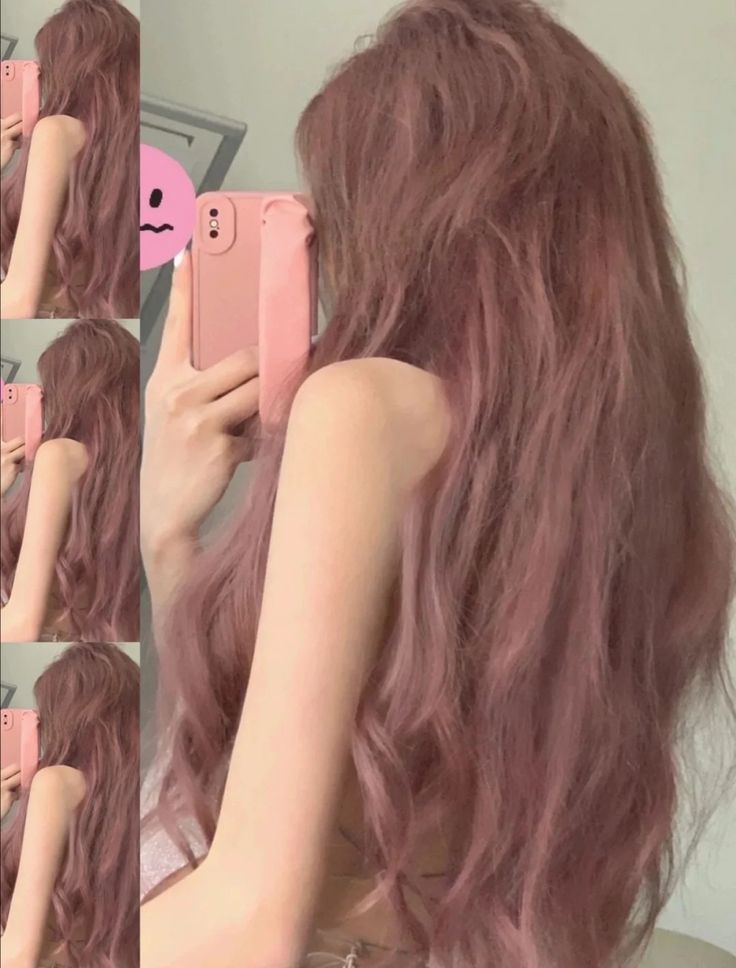 Strawberry Teddy Hair Color, Brownish Pink Hair, Dark Pink Hair Color, Muted Pink Hair, Pink Beige Hair, Pinkish Brown Hair, Pink Brown Hair, Dusty Rose Hair, Dusty Pink Hair