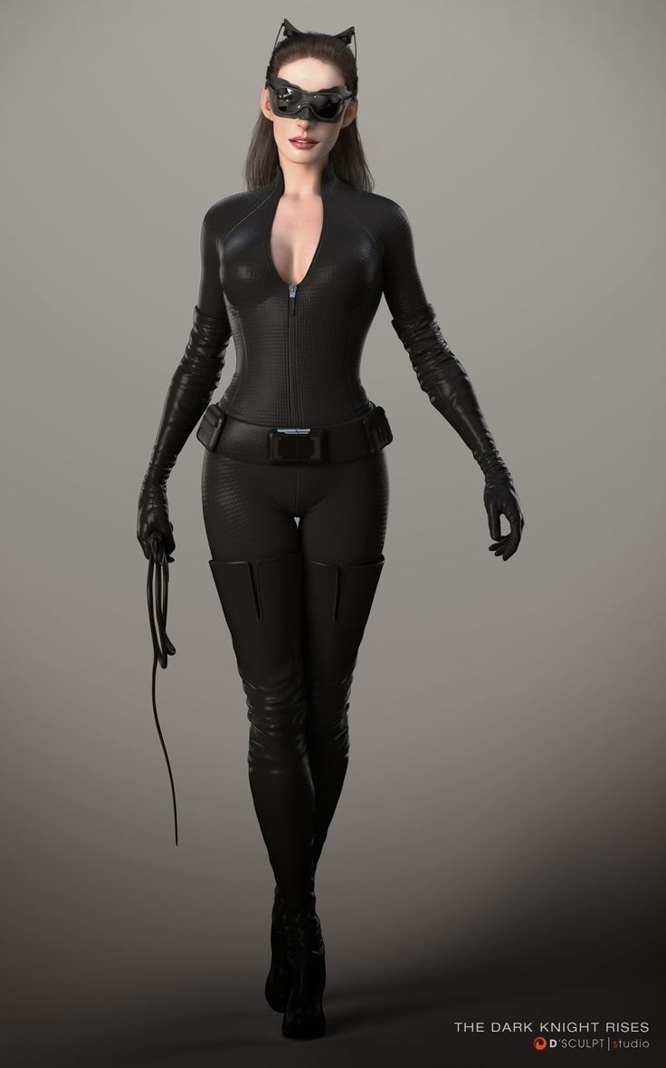 a woman in black catsuits is walking