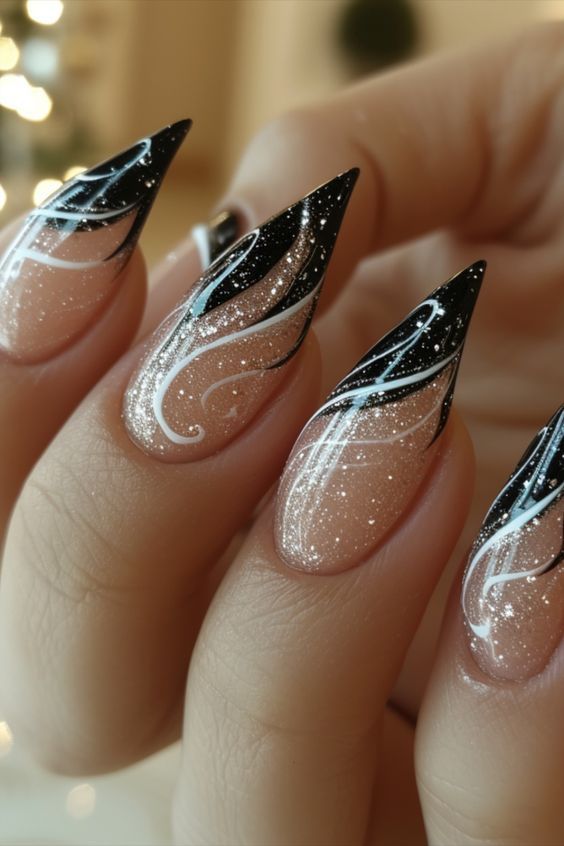 Luv Nails, Unghie Nail Art, Funky Nail Art, Black Acrylic Nails, Elegant Nail Designs, Fancy Nails Designs, Stiletto Nails Designs, Black Nail Designs, Nails 2024