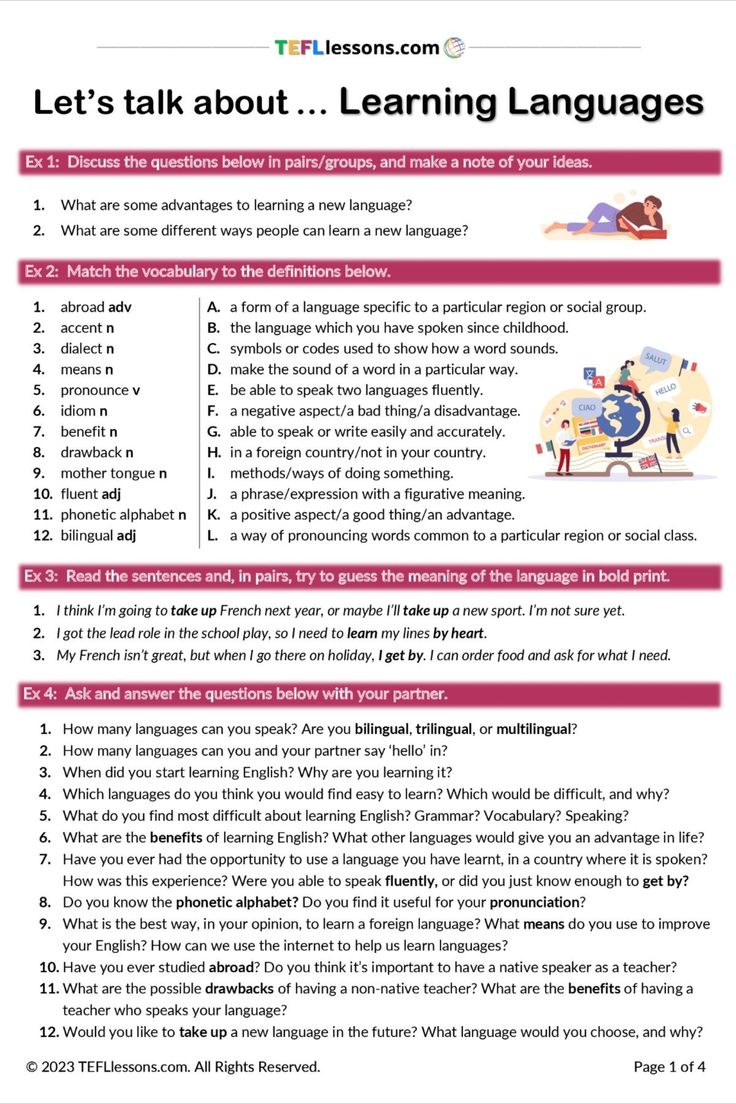 an english language worksheet with the words let's talk about learning languages