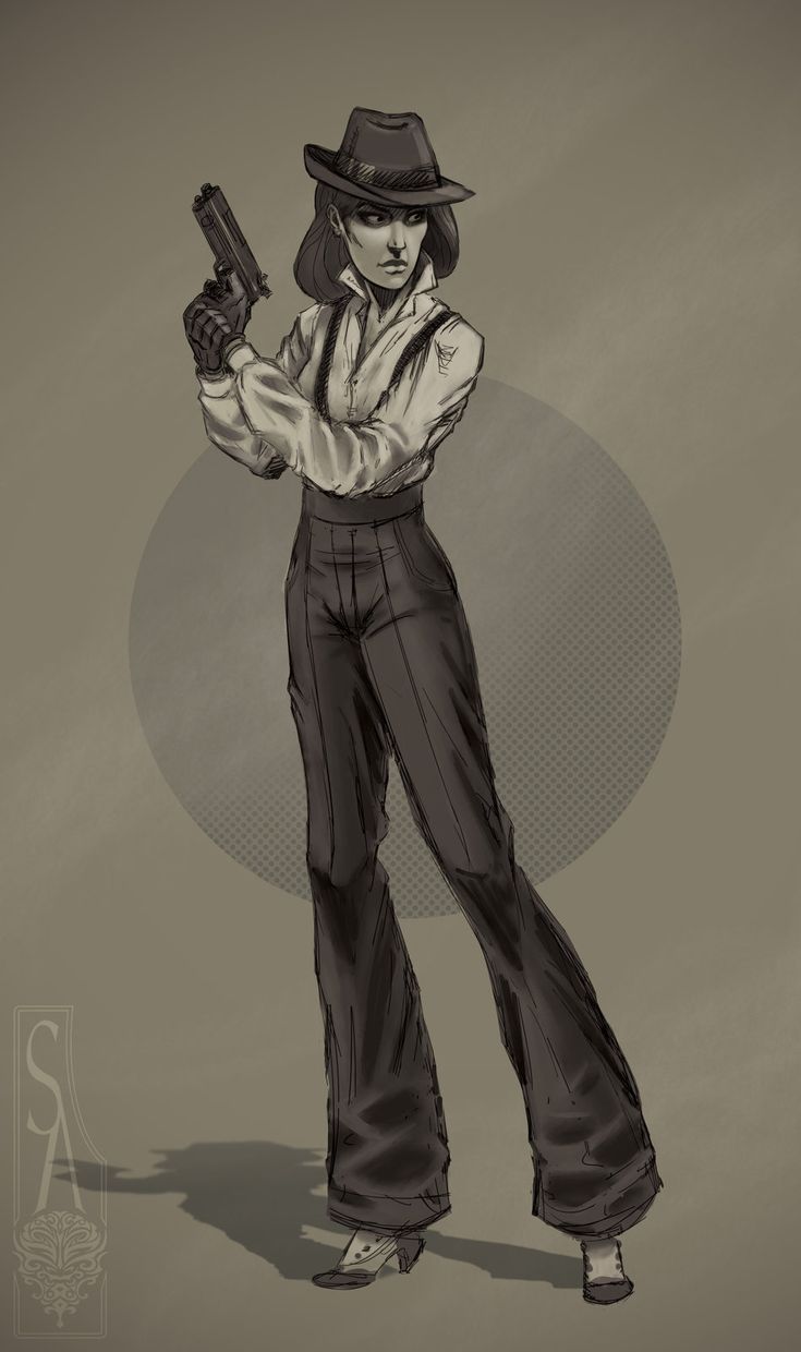 Quick Fashion Sketch, Outfit Ideas Drawing, Gangster Outfit, Detective Outfit, Noir Detective, Female Detective, Detective Aesthetic, Character Design Challenge, Gangster Girl