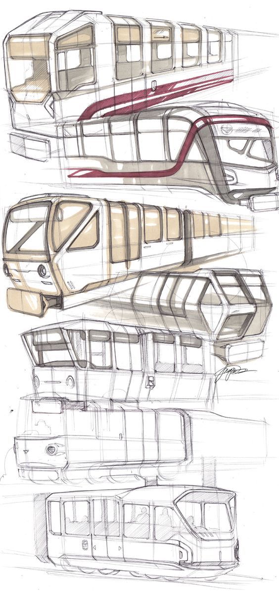 three different types of buses are shown in this drawing