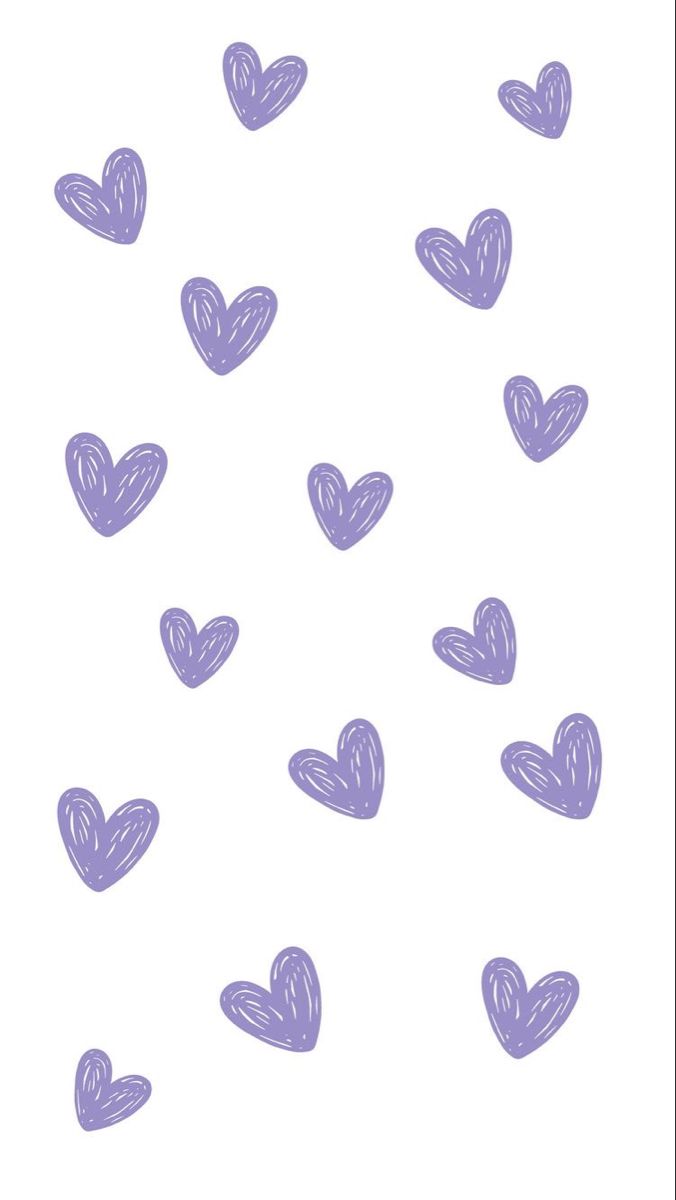 purple hearts drawn on a white background