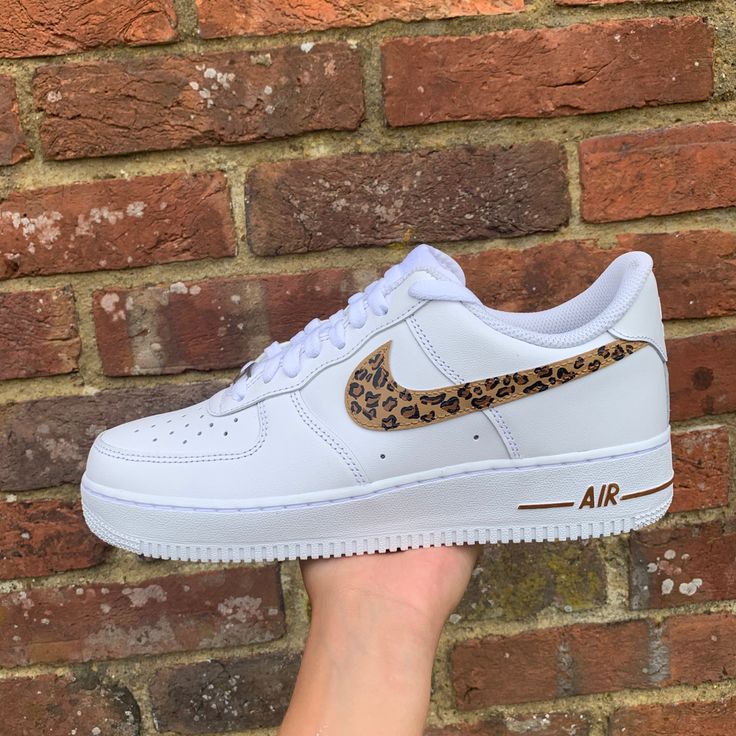 Painted Air Force Ones, Wedges Shoes Outfit, Air Force Custom, Customized Sneakers, Cheetah Print Shoes, Af1 Custom, Shoes Tennis, White Nike Shoes, Animal Shoes