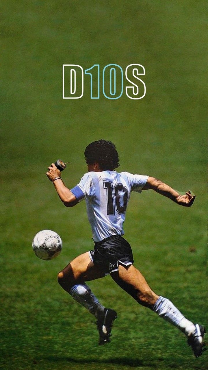 a man kicking a soccer ball on top of a lush green field with the words d10s above it