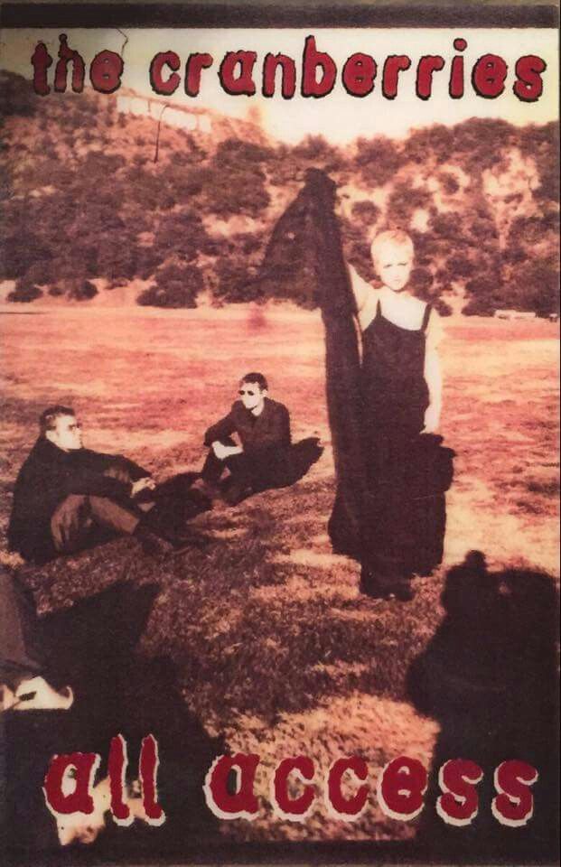 the cranberries all access album cover with two men sitting on grass and one man standing