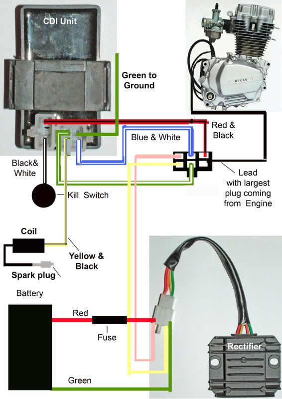 the wiring diagram for an electric vehicle, with two wires connected to each other and one wire