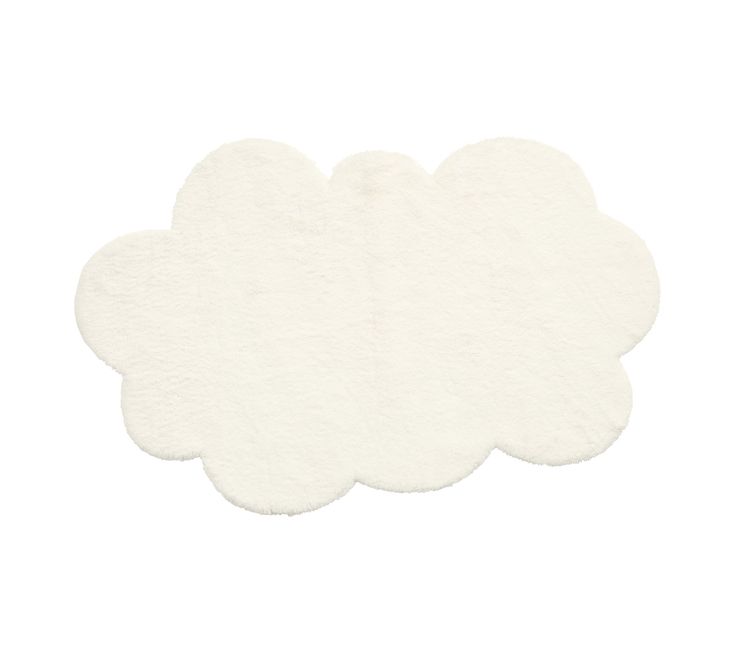 a white cloud shaped rug on a white background