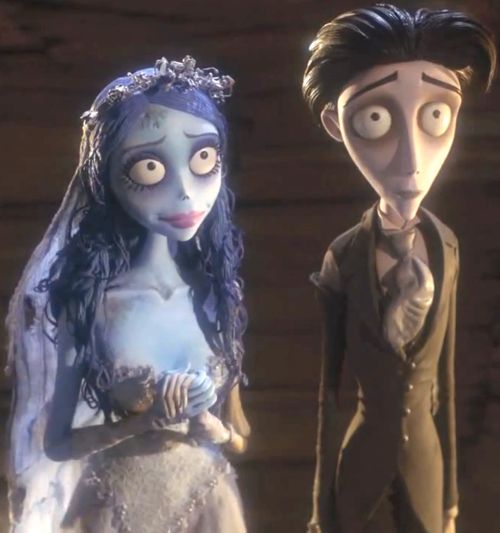 corpse bride and groom standing next to each other