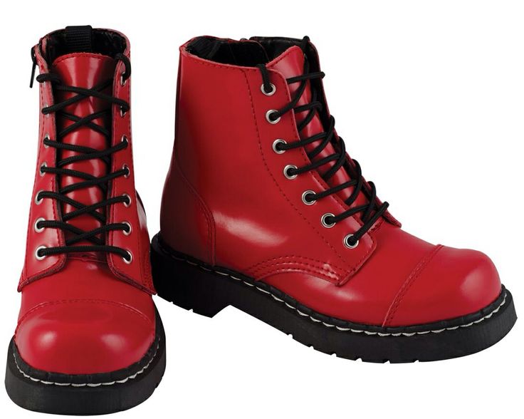 Red boots Big Red Boots, Red Combat Boots, Creepers Shoes, Gothic Boots, Punk Shoes, Sneakers Dress, Punk Pins, Punk Boots, Cat Shoes